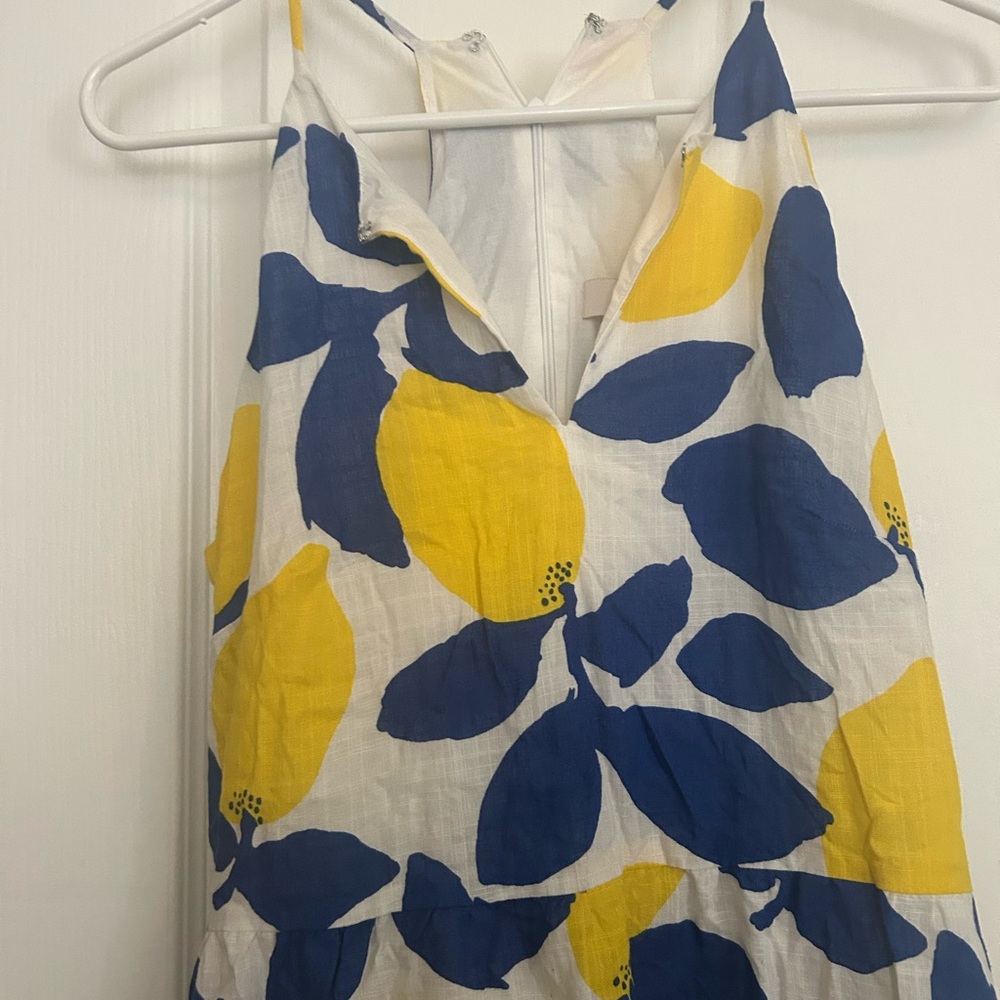LOFT Blue and Yellow Leaf and lemon Print Dress - Picture 2 of 6